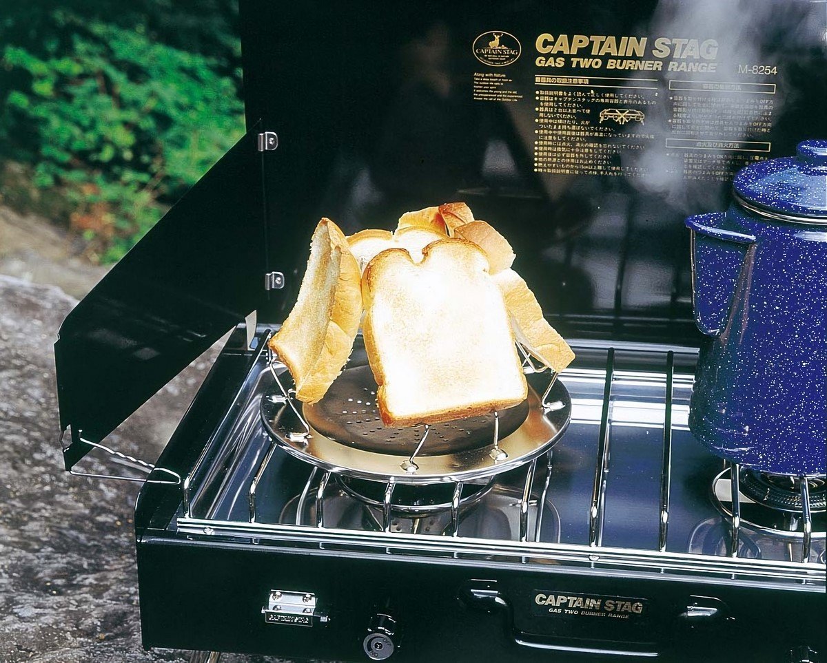 CAPTAIN STAG M-8249 Double Burner Gas Butane Stove Folding Outdoor Camping Integrated Windshield For Screw Threaded Type Butane Canister