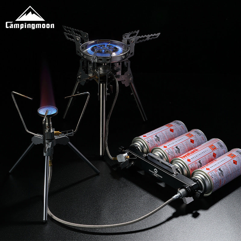 Campingmoon 4-Way Cartridge Bunker Adapter Portable Lightweight Multipurpose Standard Nozzle Type Butane Fuel Gas For Professional Outdoor Camping Cooking