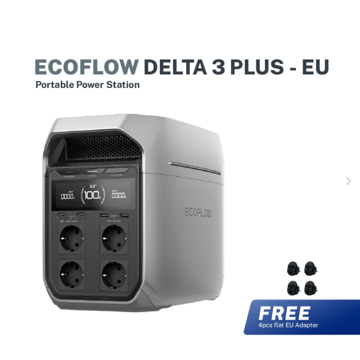 Ecoflow DELTA 3 Plus Power Station Home Battery Backup Faster USB charging & 2 ports of Solar Input 1800W Up To 3600W With X-Boost Energy Storage