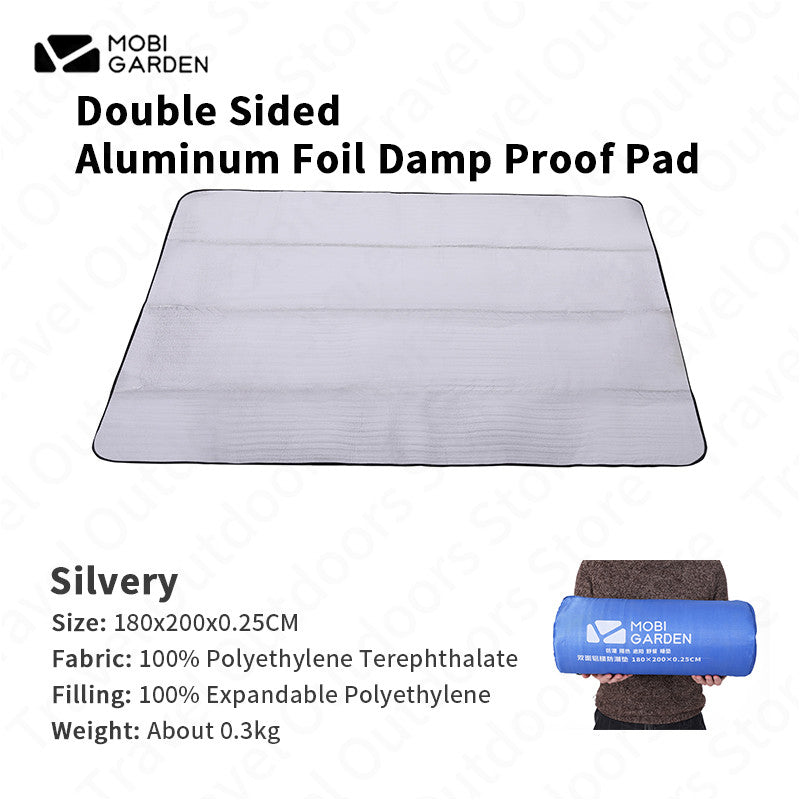MOBI GARDEN Double Sided Aluminum Foil Mat Outdoor Ultralight Foam Film Folding Hiking Camping Travel Picnic Beach Moisture-proof Mattress Waterproof Silver Air Mat Original Mobi Garden