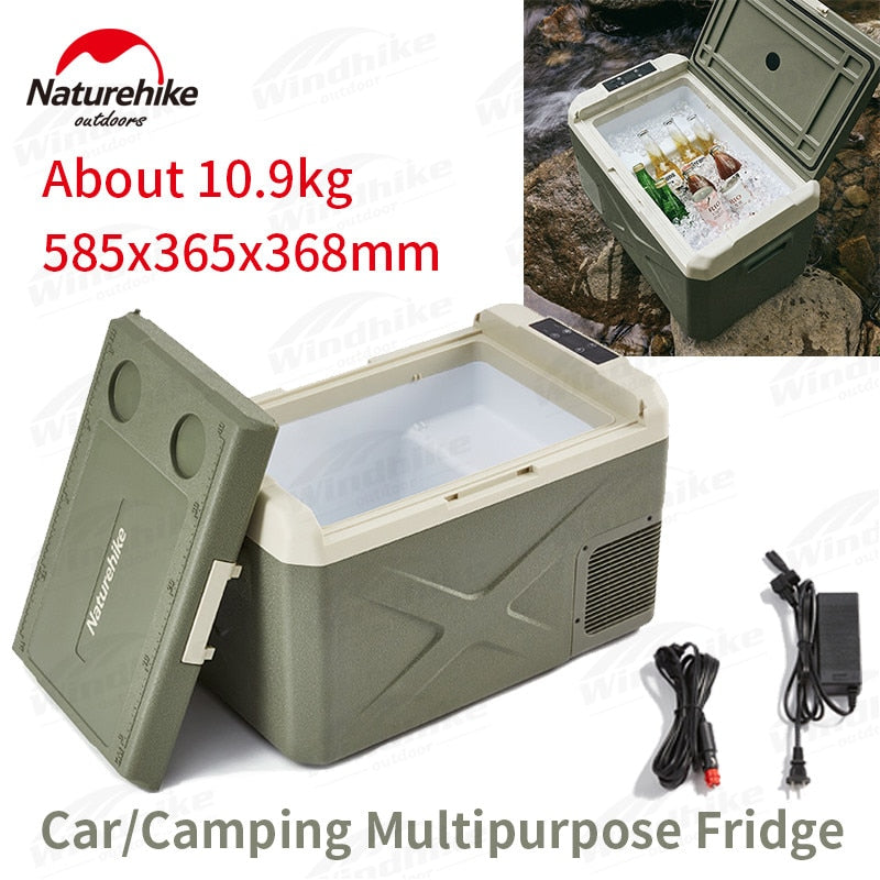 Naturehike Outdoor Car Refrigerator Portable 30L Camping Ice Box Large Capacity Compressor Cooling Fridge Freezer Silent 12V 24V DC or 220V AC 60W Cooler