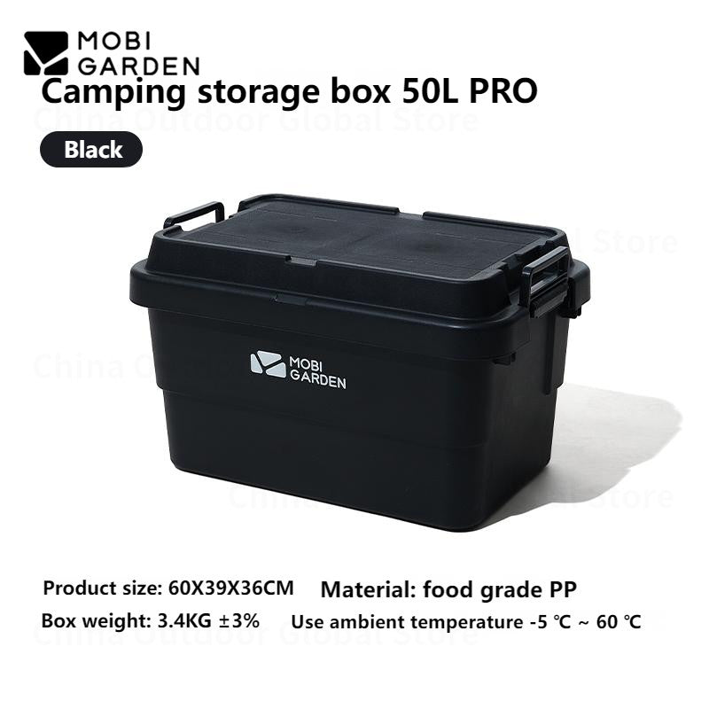 MOBI GARDEN Hard Storage Box Outdoor 22L/50L/50L PRO Large Capacity Portable Storage Bags Food Grade PP Material Box Table Stackable Camping Hiking Beach Picnic Travel Heavy Duty Original MobiGarden