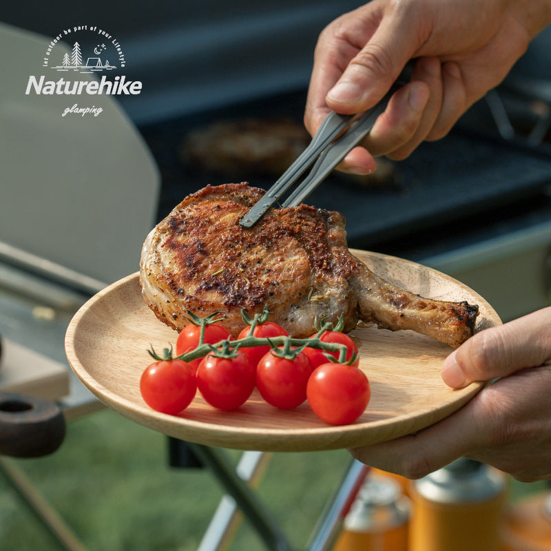 Naturehike Solid Wood Dish Plate Outdoor Camping Plate Wooden Round Pan Fruit Dishes Saucer Tea Tray Dessert Dinner Plate Food Container Tableware