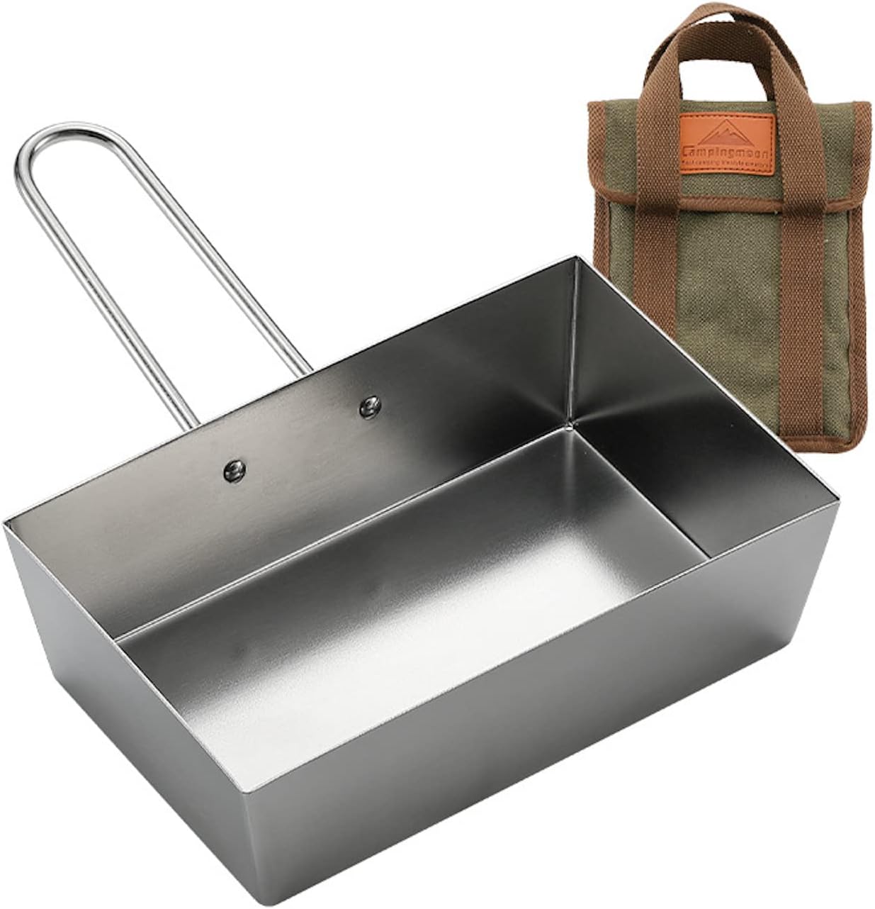 CAMPINGMOON DO-21 DO-2117 Stainless Steel Frying Pan Outdoor Cookware Pot Utensil Deep Fryer With Bag Optional Cover Reversible Detachable Handle