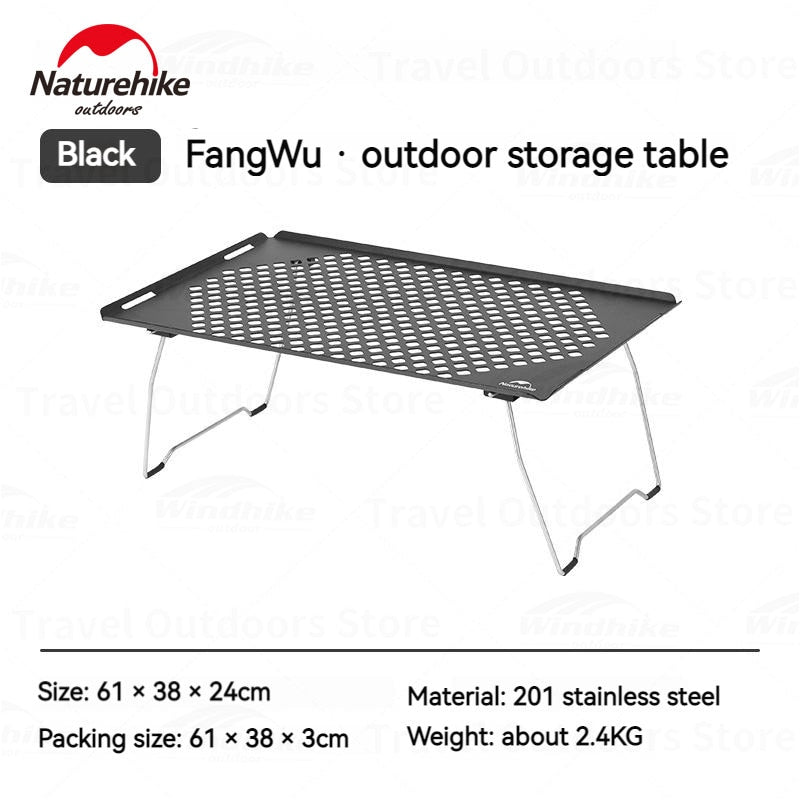 Naturehike Foldable Black Picnic Table Portable Stainless Steel IGT Stove Grill Accessories Compatible Stackable Multi-Layer Expandable Camping Table