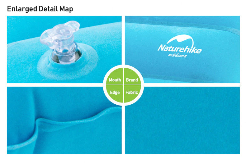 Naturehike Square Inflatable Pillow Portable Air Inflated Pillows Compressed Folding Non Slip Pillow Suede Fabric Use For Travel Outdoor Camping