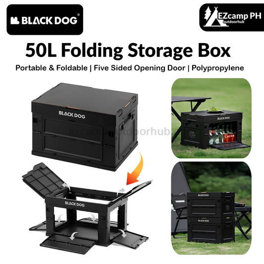 Blackdog 50L Folding Storage Box Portable Lightweight Multipurpose Large Capacity Sundries Box With Table Board 5 Door Polypropylene Outdoor Camping Hiking