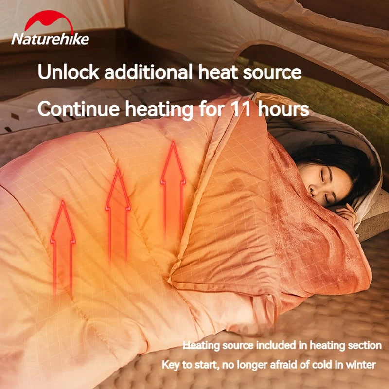 Naturehike M Series Hooded Sleeping Bag Portable Foldable Square Spliceable Envelope Double Person Washable Summer Winter Warm Sleeping Bag
