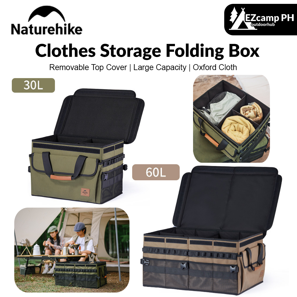 Naturehike Clothes Storage Folding Box 30L/60L Tool Cabinet Multiple Interlayer Tableware PE Cardboard Box Storage Equipment Camping Hiking Travel Oxford Cloth Heavy Duty Original Nature Hike