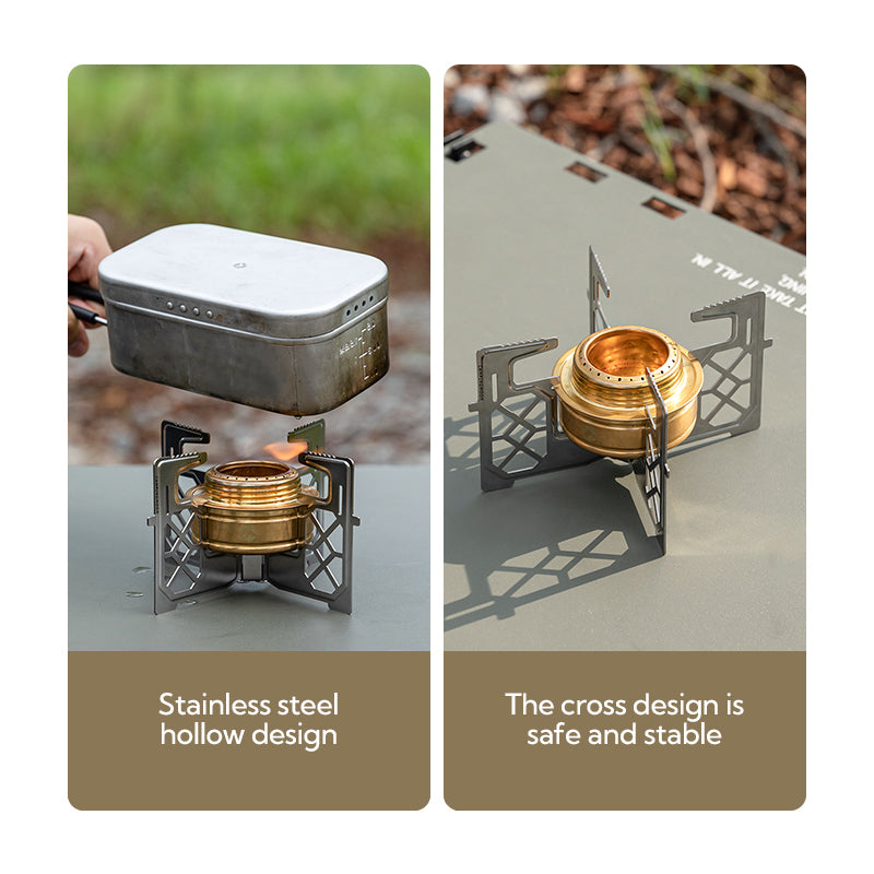 Campingmoon AS-ST Solo Alcohol Stove Stand Bracket Portable Ultralight Liquid Stove Mount Outdoor Camping Hiking Cooking Alcohol Fuel Stainless Steel