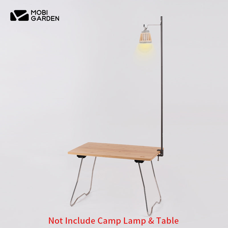 MOBI GARDEN Ultralight Folding Black Light Pole Outdoors Portable Lamp Shelf Aluminum Alloy Table Lighting Lamp Holder Bracket Hook Shelf Tent