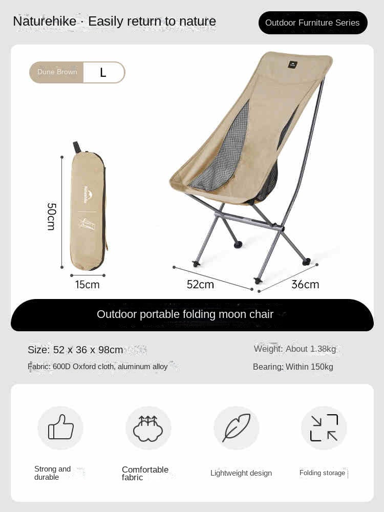 Naturehike STAR MOON Series L04 High Low Back Portable Camping Folding Moon Chair Ultralight up to 150kg Max Load Outdoor STELLALUNA YL05 YL06