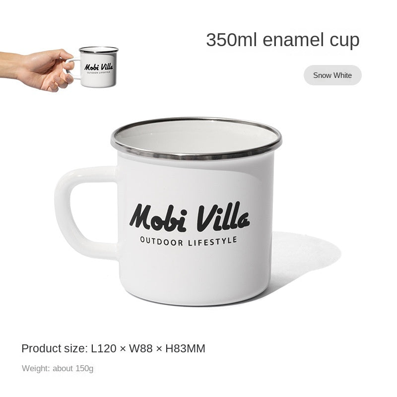 Mobi Garden Enamel Glazed Kettle and Mug 6 Layer Italian Enamelware Retro Classic Aesthetic Style 2L Boiling Water Coffee Tea Cookware Pot Cup Teapot