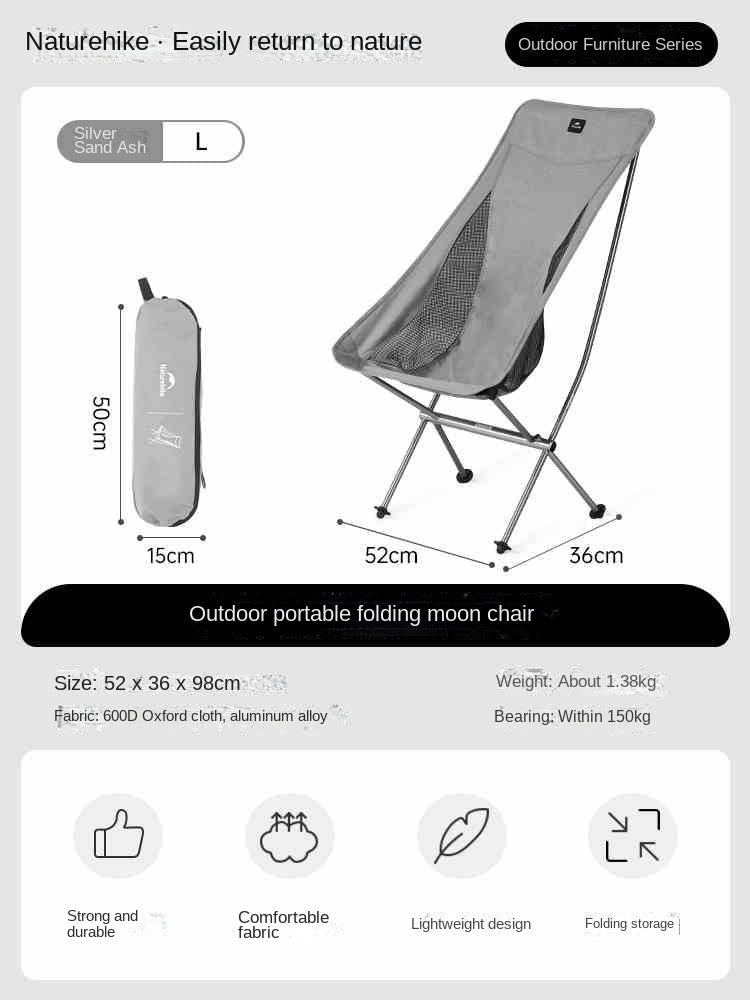Naturehike STAR MOON Series L04 High Low Back Portable Camping Folding Moon Chair Ultralight up to 150kg Max Load Outdoor STELLALUNA YL05 YL06