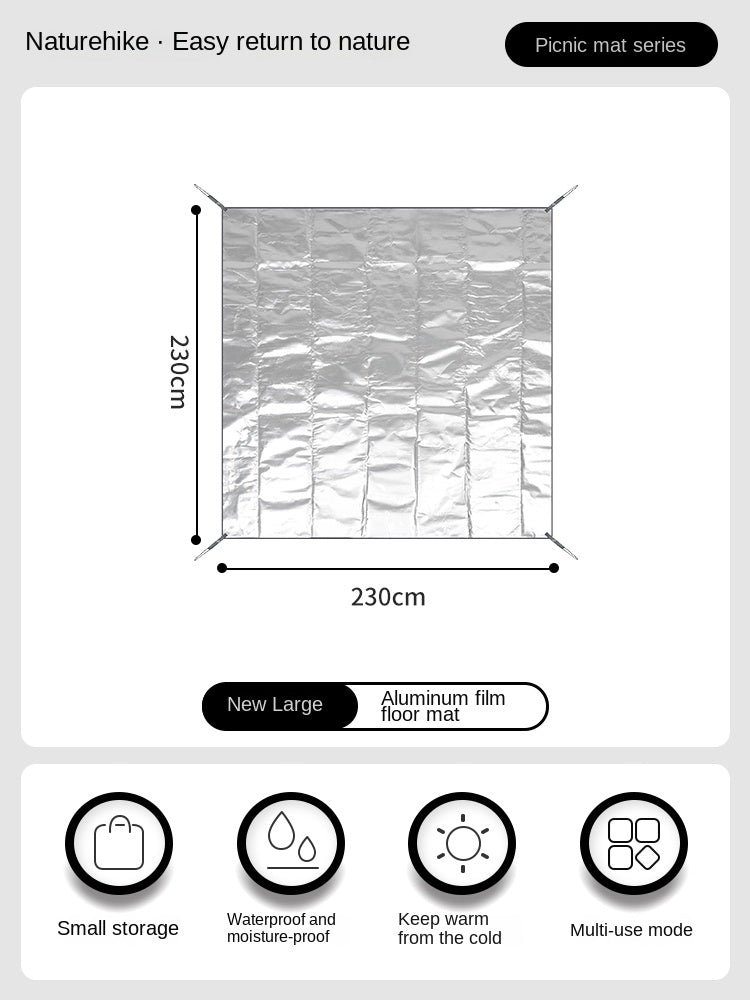 Naturehike Aluminum Foil Floor Mat Moisture Proof Groundsheet 5 Sizes for P-Series ANGO 3 4 VILLAGE 6 13 Mat Waterproof Outdoor Camping Multifunctional Tent Ground Sheet Cover Footprint