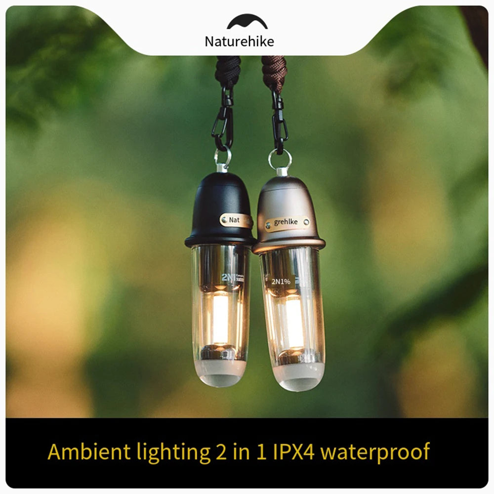 Naturehike 2-in-1 Atmosphere Light Portable Ultralight Ambient Lighting Lamps Light Outdoor Equipment Waterproof IPX4 Usage UP To 3-8H Type-C Charge Camping Hiking Picnic Travel Original Nature Hike