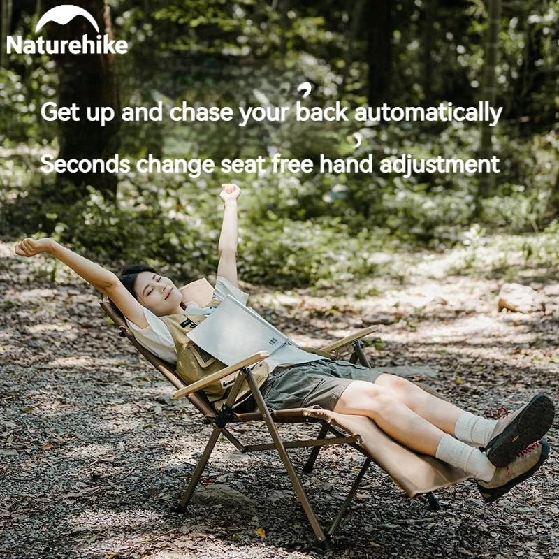 Naturehike NIGHTFALL Folding Recliner Chair Adjustable Backrest Portable Leisure Lounger Camping Outdoor Hiking Fishing Beach Travel Armchair Footrest Heavy Duty Original Nature Hike