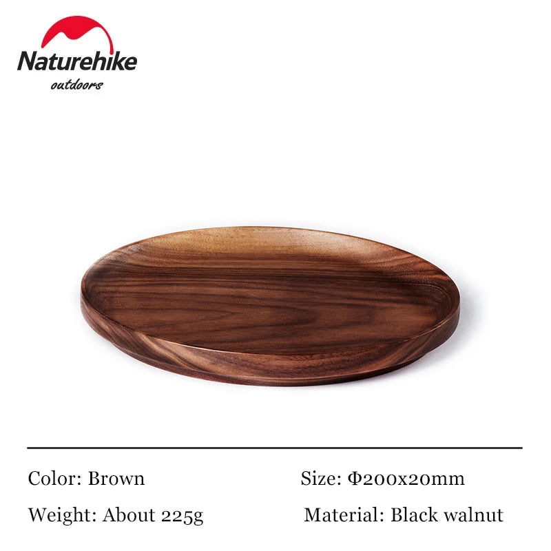 Naturehike Solid Wood Dish Plate Outdoor Camping Plate Wooden Round Pan Fruit Dishes Saucer Tea Tray Dessert Dinner Plate Food Container Tableware