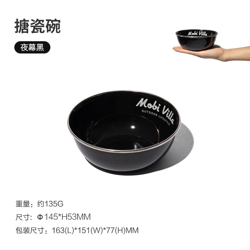 Mobi Garden 5L Enamel Glazed Coated Hanging Large Pot Retro Style Meals for 5-6 Persons Camping Outdoor Cooking Kitchenware Equipment Hiking Travel Picnic Beach Heavy Duty Original MobiGarden