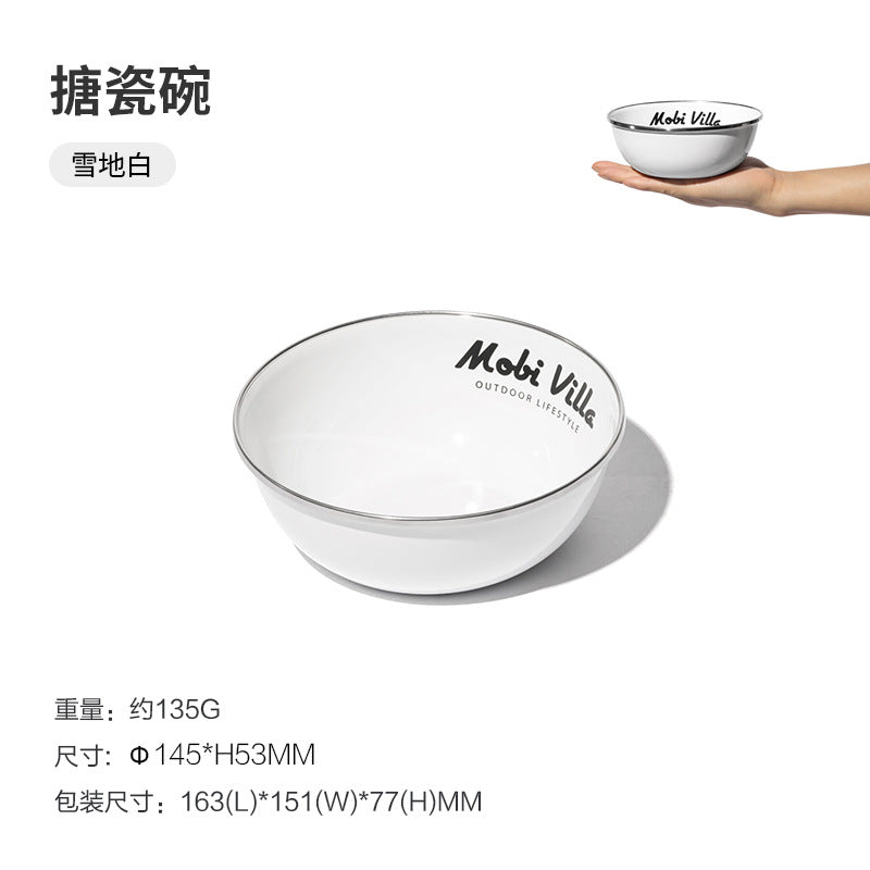 Mobi Garden 5L Enamel Glazed Coated Hanging Large Pot Retro Style Meals for 5-6 Persons Camping Outdoor Cooking Kitchenware Equipment Hiking Travel Picnic Beach Heavy Duty Original MobiGarden