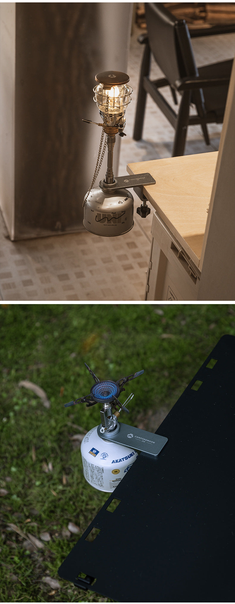 Campingmoon BKZ-18 Butane Gas Tank Mounting Bracket Screw Type Gas Cylinder Expansion Fixture Stove Desktop Tabletop Side Table Bracket Lamp Lantern