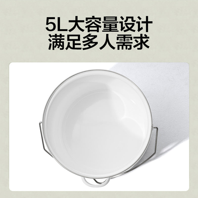 Mobi Garden 5L Enamel Glazed Coated Hanging Large Pot Retro Style Meals for 5-6 Persons Camping Outdoor Cooking Kitchenware Equipment Hiking Travel Picnic Beach Heavy Duty Original MobiGarden