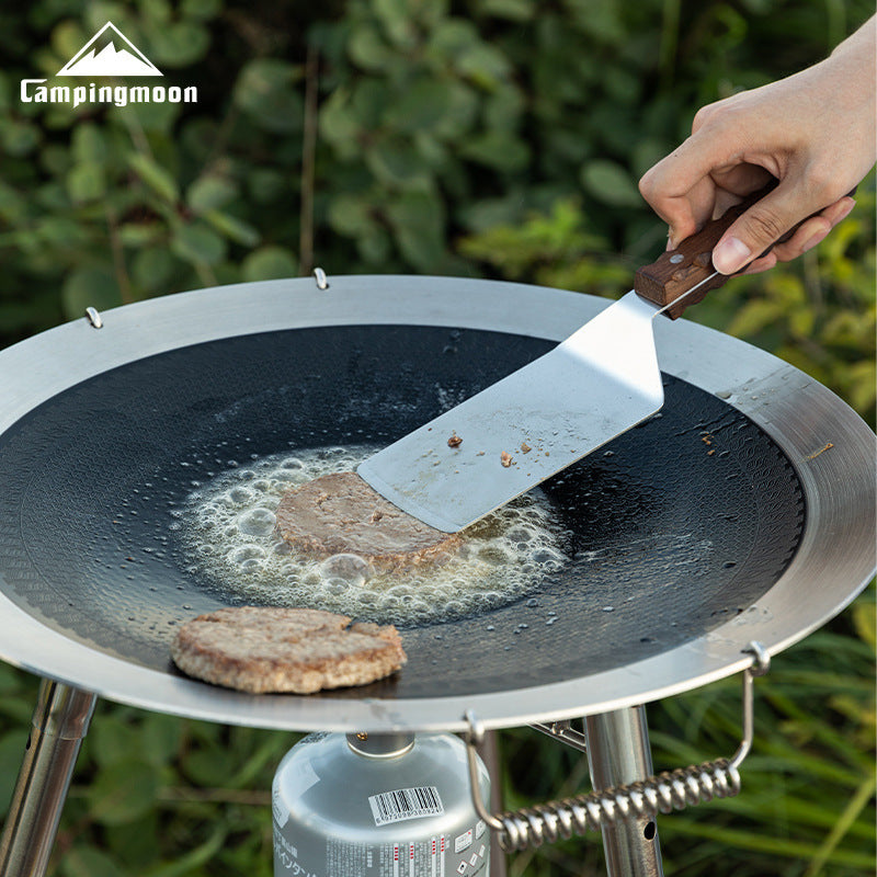Campingmoon MS-29 Multifunctional Steak Shovel Outdoor Portable Ultralight Multipurpose Cooking Spatula Stainless Steel Solid Wood Handle Utensil