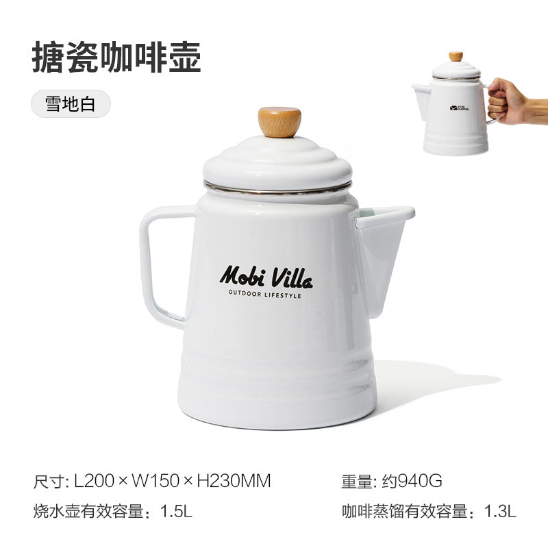 Mobi Garden 5L Enamel Glazed Coated Hanging Large Pot Retro Style Meals for 5-6 Persons Camping Outdoor Cooking Kitchenware Equipment Hiking Travel Picnic Beach Heavy Duty Original MobiGarden