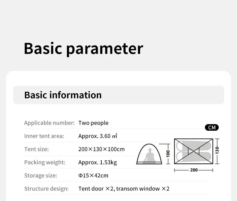 Naturehike P Series Single Deck Tent Portable Ultralight Foldable Single Layer 1-2 Persons UPF 40+UV Resistant Waterproof Camping Outdoor Mountaineering Hiking Family Heavy Duty Original Nature Hike