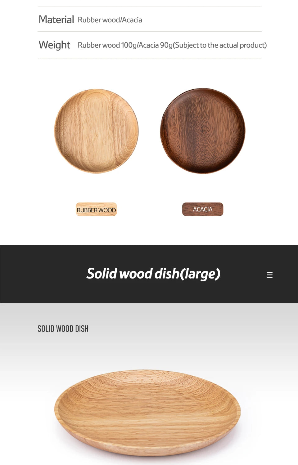 Naturehike Solid Wood Dish Plate Outdoor Camping Plate Wooden Round Pan Fruit Dishes Saucer Tea Tray Dessert Dinner Plate Food Container Tableware