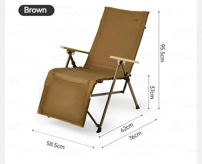 Naturehike NIGHTFALL Folding Recliner Chair Adjustable Backrest Portable Leisure Lounger Camping Outdoor Hiking Fishing Beach Travel Armchair Footrest Heavy Duty Original Nature Hike