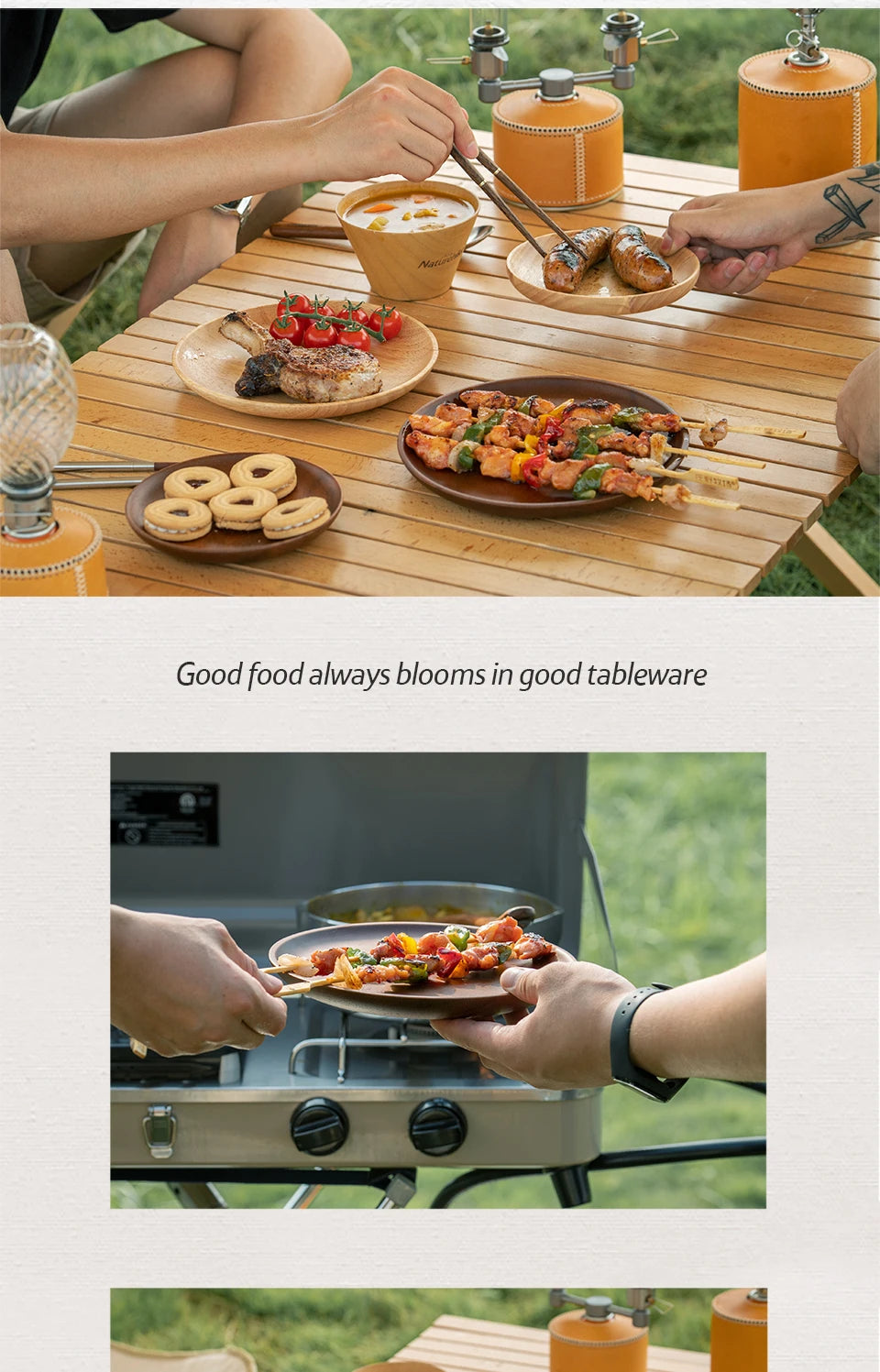 Naturehike Solid Wood Dish Plate Outdoor Camping Plate Wooden Round Pan Fruit Dishes Saucer Tea Tray Dessert Dinner Plate Food Container Tableware