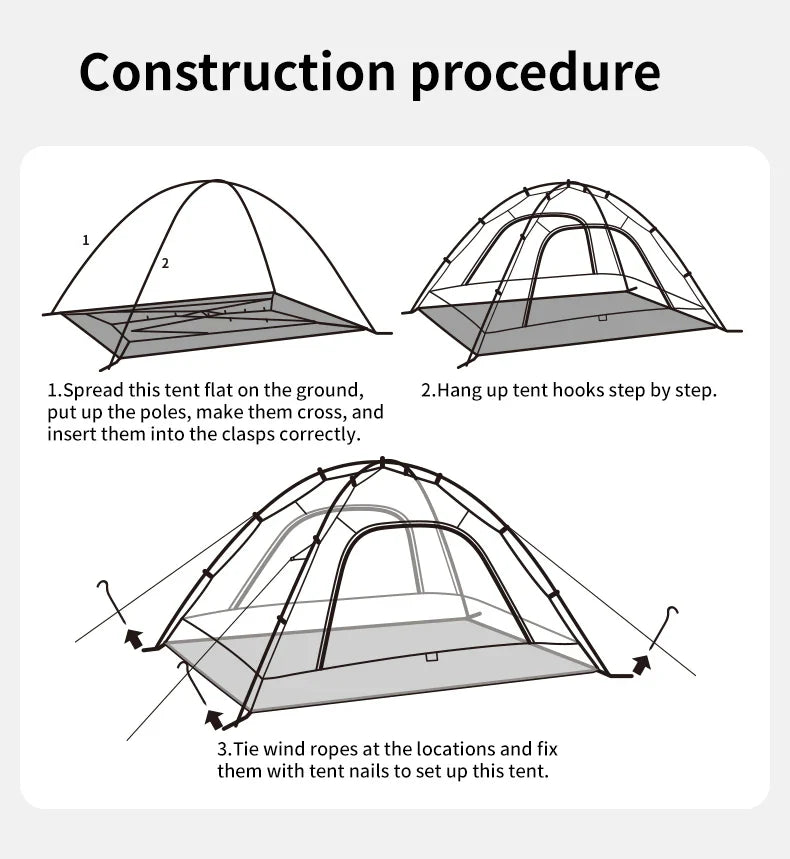 Naturehike P Series Single Deck Tent Portable Ultralight Foldable Single Layer 1-2 Persons UPF 40+UV Resistant Waterproof Camping Outdoor Mountaineering Hiking Family Heavy Duty Original Nature Hike