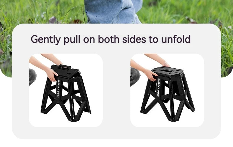 BLACKDOG Ultralight Folding Stool PP Chair Outdoor Portable Stable Bucket Rack Camping Travel Fishing Beach Stool Chair Load Bearing 100kg Heavy Duty Original Black Dog