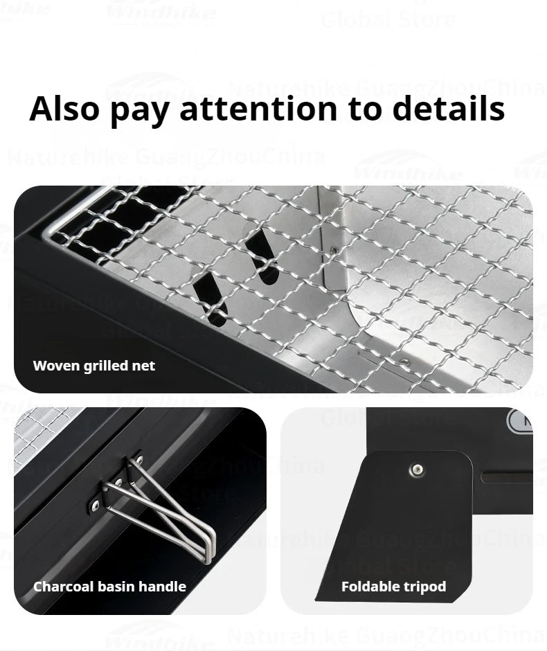 Naturehike Folding Charcoal Grill Outdoor Portable 1-2 Persons BBQ Desk Tabletop Stove Furnance Camping Picnic Barbecue Burner Cooking Grill Stand