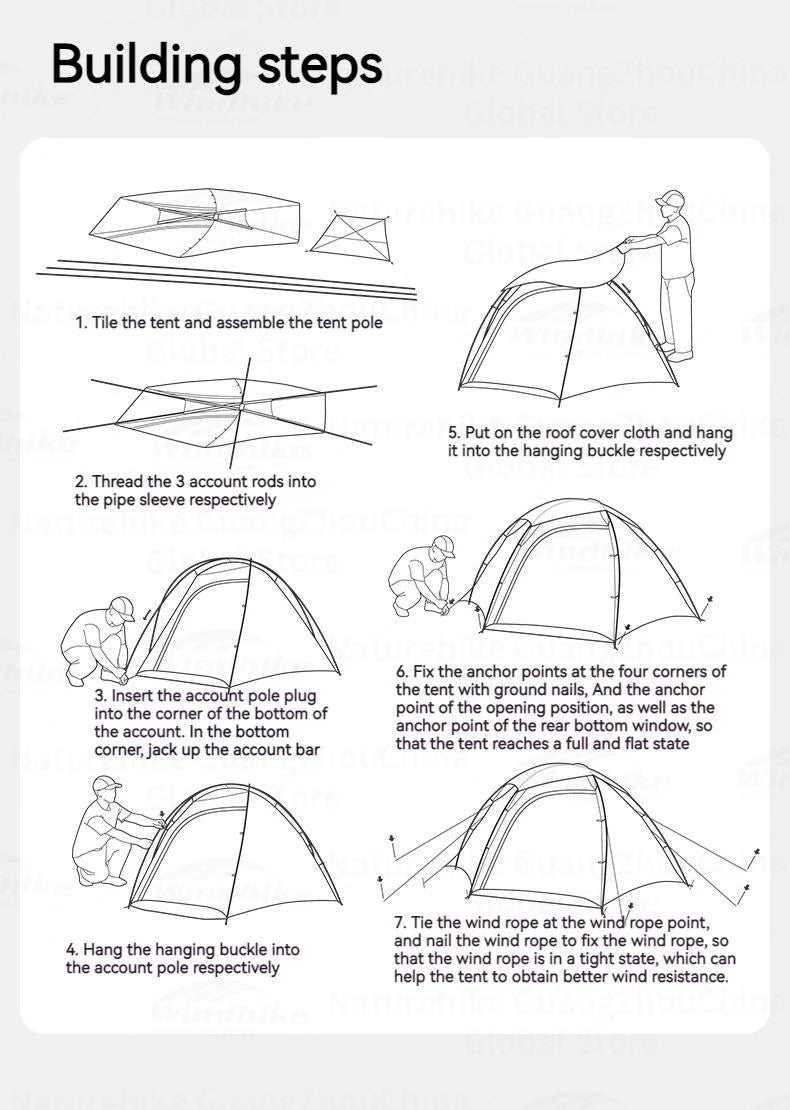 Naturehike JIM'S GEAR Series Hiking Tent Portable Ultralight Backpacking Tent 3 Bar Cross Structure 4 Seasons Tent 1-2 Persons 15D Nylon Waterproof