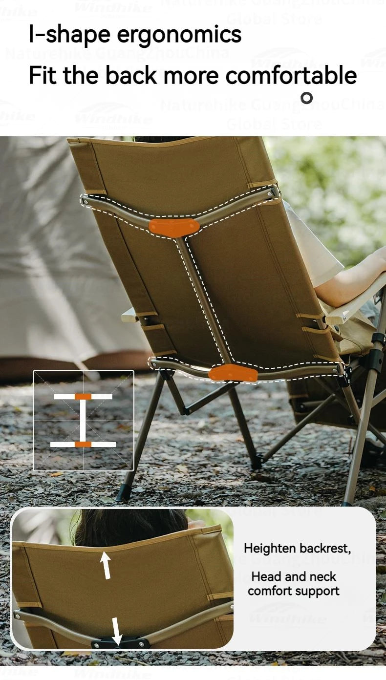 Naturehike NIGHTFALL Folding Recliner Chair Adjustable Backrest Portable Leisure Lounger Camping Outdoor Hiking Fishing Beach Travel Armchair Footrest Heavy Duty Original Nature Hike