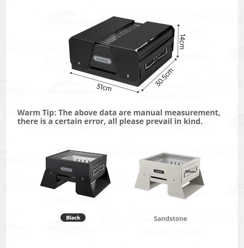 Naturehike Folding Charcoal Grill Outdoor Portable 1-2 Persons BBQ Desk Tabletop Stove Furnance Camping Picnic Barbecue Burner Cooking Grill Stand