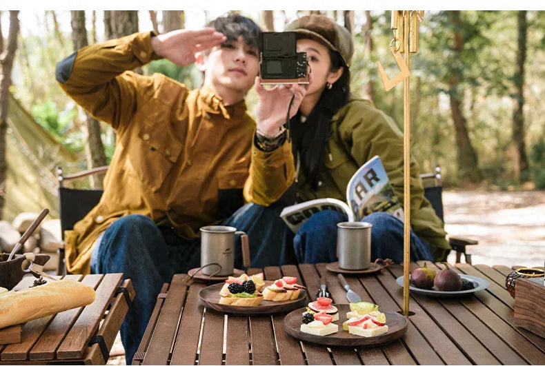 Naturehike Ultralight Black Walnut Wood Plate Portable Tableware Solid Wood Outdoor Western Food Fruit Salad Plate Camping Hiking Picnic Beach Travel Dish Diameter 20cm Original Nature Hike