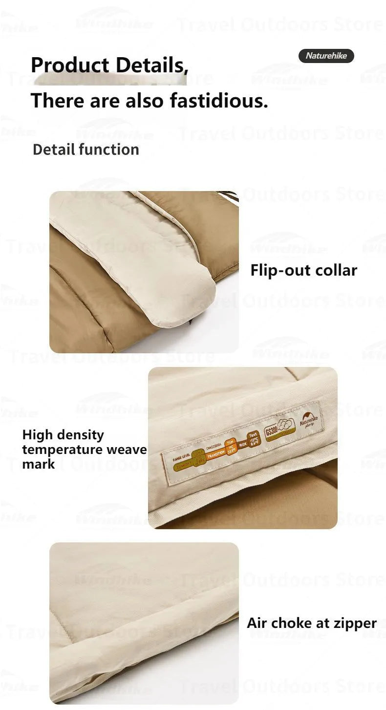 Naturehike 2-in-1 Sleeping Bag Mattress Portable Lightweight Single Person Sleeping Bag & Camping Mat Set Cotton Warm Quilt Waterproof Mat For Spring Autumn