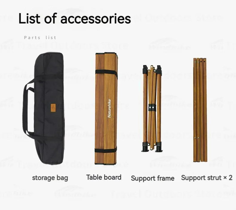 Naturehike Telescopic Folding Table Portable Retractable BBQ Table Outdoor Camping Table Bearing 30kg Aluminum Alloy Table Garden Picnic Party 2 Sizes