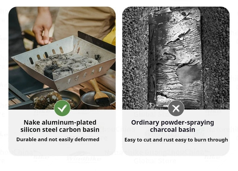 Naturehike Folding Charcoal Grill Outdoor Portable 1-2 Persons BBQ Desk Tabletop Stove Furnance Camping Picnic Barbecue Burner Cooking Grill Stand