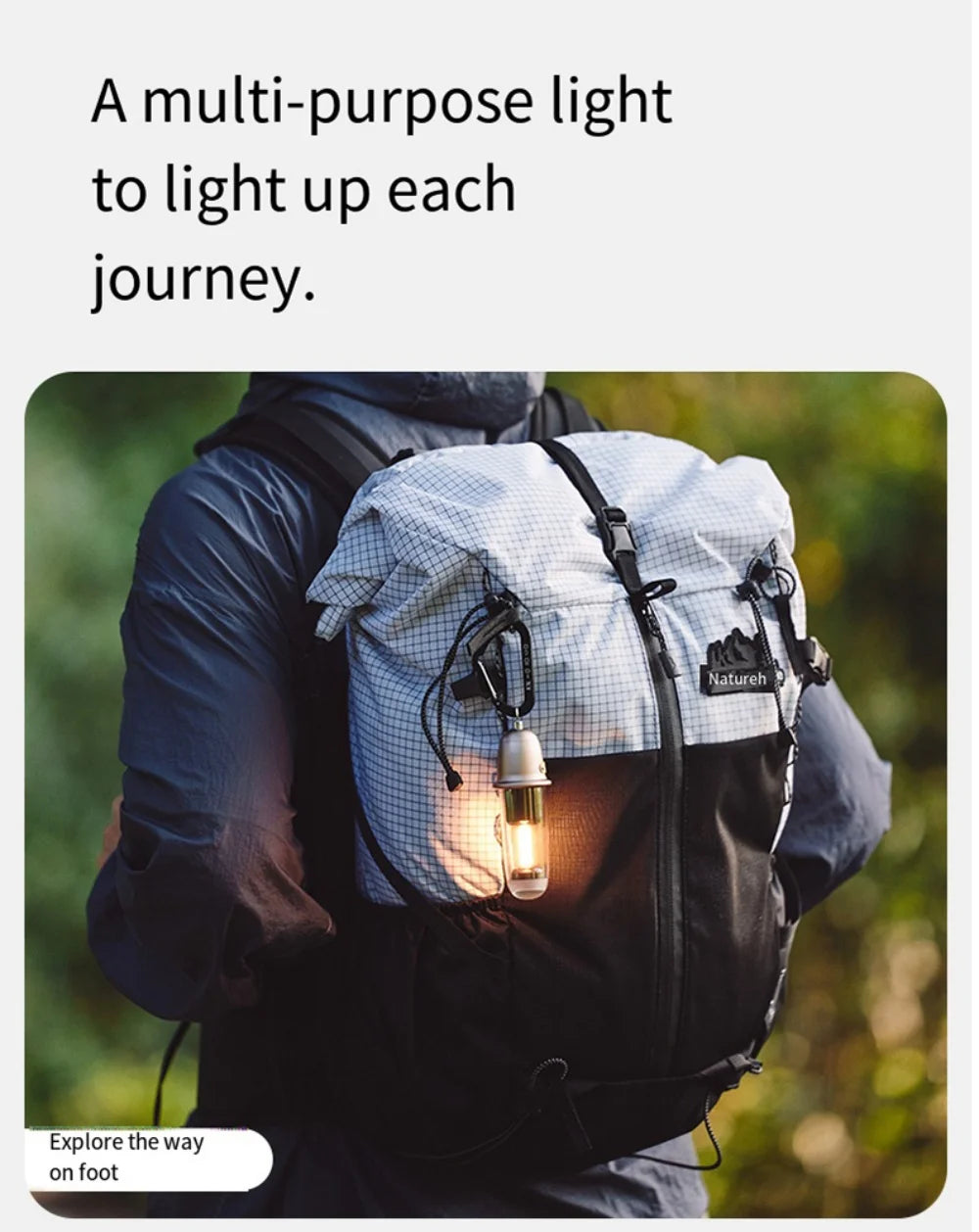 Naturehike 2-in-1 Atmosphere Light Portable Ultralight Ambient Lighting Lamps Light Outdoor Equipment Waterproof IPX4 Usage UP To 3-8H Type-C Charge Camping Hiking Picnic Travel Original Nature Hike