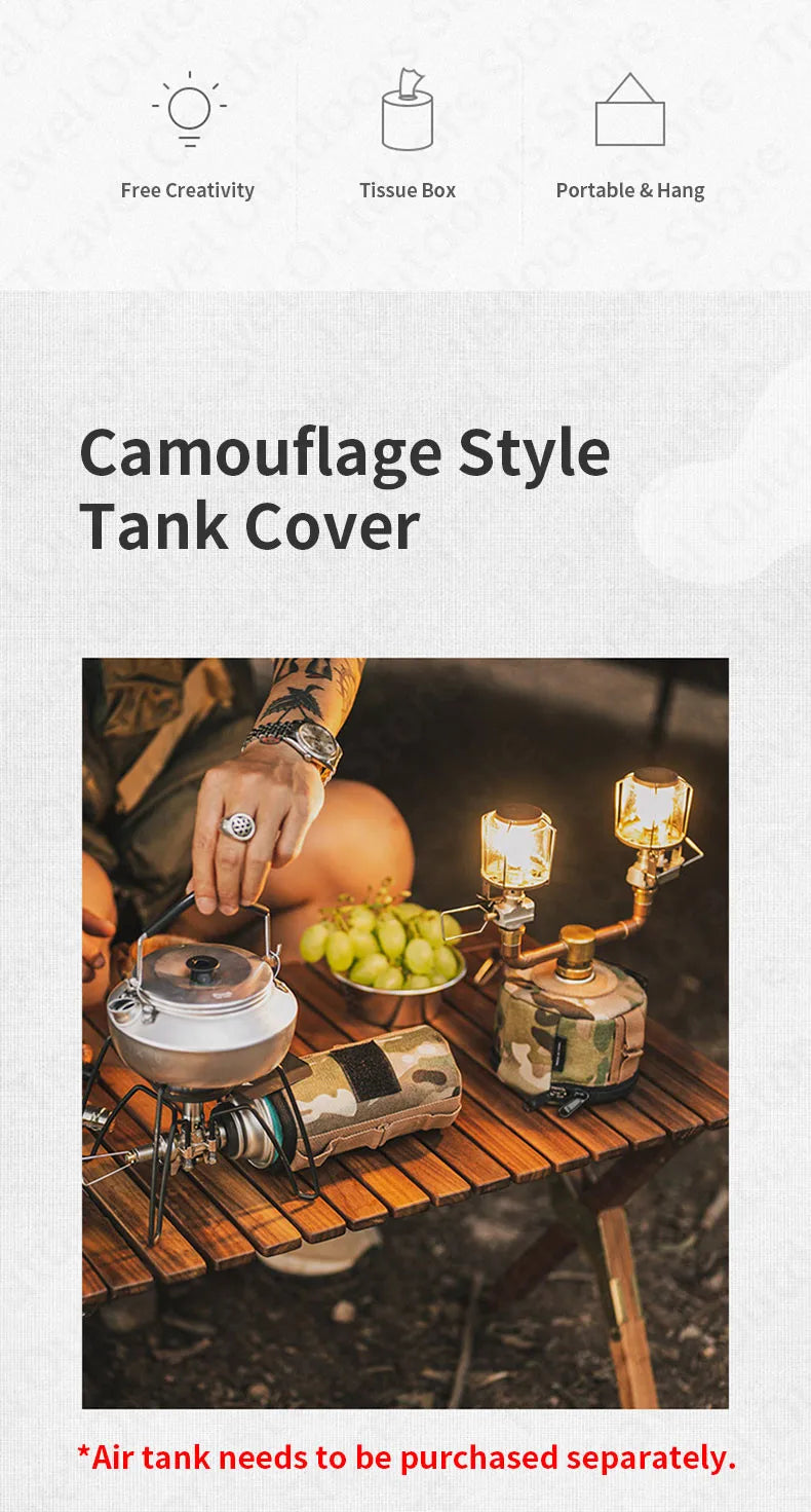 Naturehike Camouflage Air Tank Cover Ultralight Gas Butane Tank Protect Cover for 230g 250g 450g Tissue Box Outdoor Accessories Tool Camouflage Color