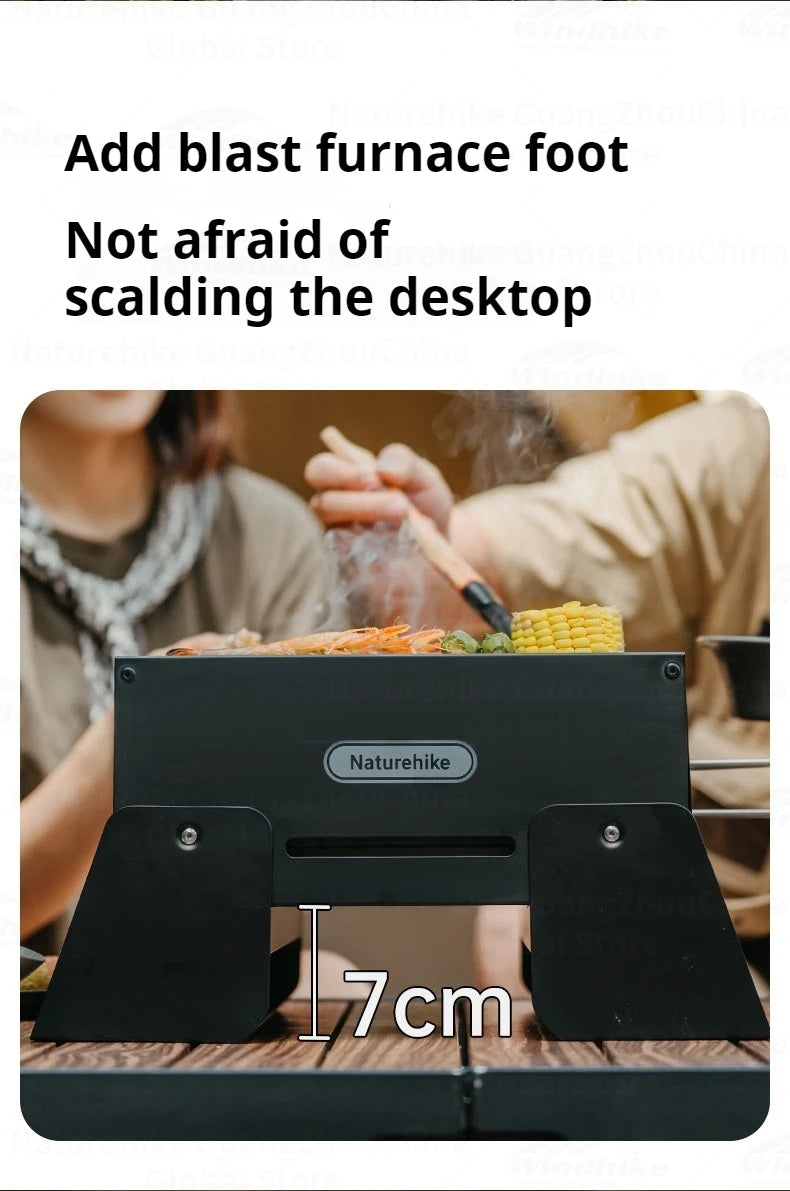 Naturehike Folding Charcoal Grill Outdoor Portable 1-2 Persons BBQ Desk Tabletop Stove Furnance Camping Picnic Barbecue Burner Cooking Grill Stand