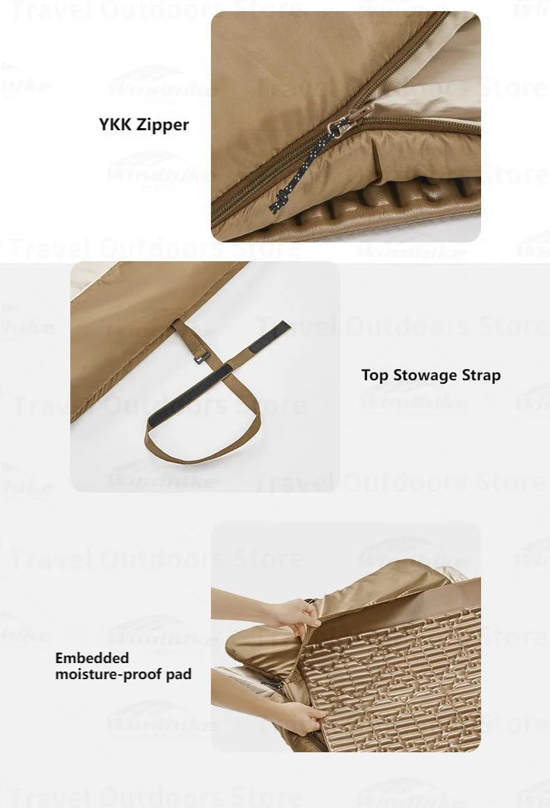 Naturehike 2-in-1 Sleeping Bag Mattress Portable Lightweight Single Person Sleeping Bag & Camping Mat Set Cotton Warm Quilt Waterproof Mat For Spring Autumn