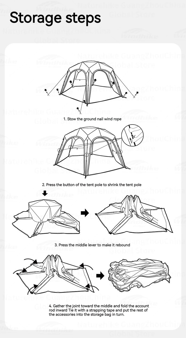 Naturehike CLOUD WORLD Series Hexagon Dome Modular Automatic Tent Canopy UPF12500+ Sunshade Windproof Waterproof PU5000+ Quick Open Tent Tarp Chimney