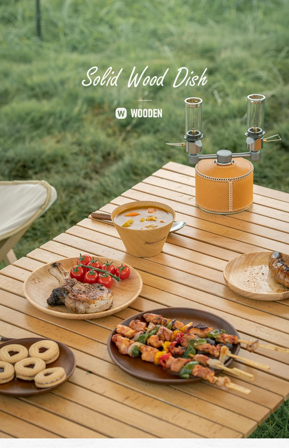 Naturehike Solid Wood Dish Plate Outdoor Camping Plate Wooden Round Pan Fruit Dishes Saucer Tea Tray Dessert Dinner Plate Food Container Tableware