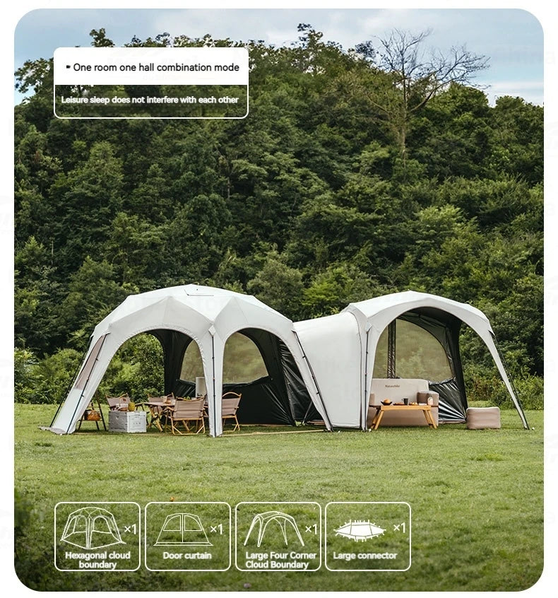 Naturehike CLOUD WORLD Series Hexagon Dome Modular Automatic Tent Canopy UPF12500+ Sunshade Windproof Waterproof PU5000+ Quick Open Tent Tarp Chimney