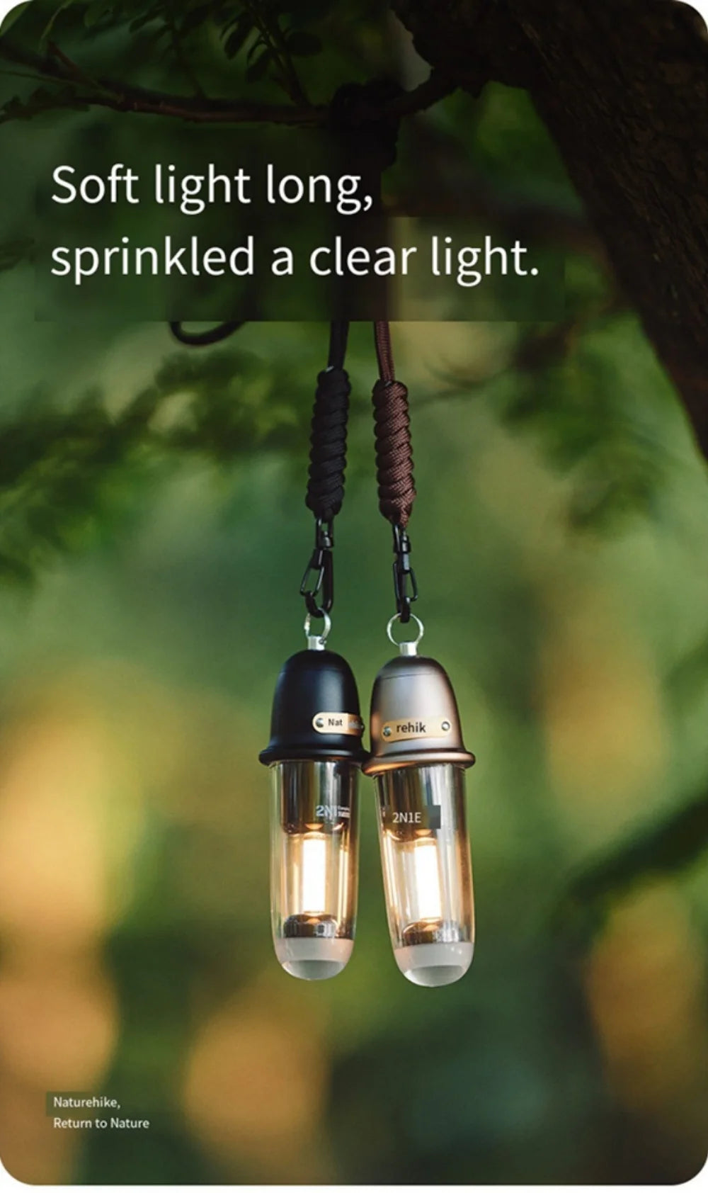 Naturehike 2-in-1 Atmosphere Light Portable Ultralight Ambient Lighting Lamps Light Outdoor Equipment Waterproof IPX4 Usage UP To 3-8H Type-C Charge Camping Hiking Picnic Travel Original Nature Hike